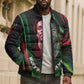 Huey P. Newton Bomber Puffer Jacket Swirl Design Black Panther Party Symbol Revolutionary Tribute - African Pride