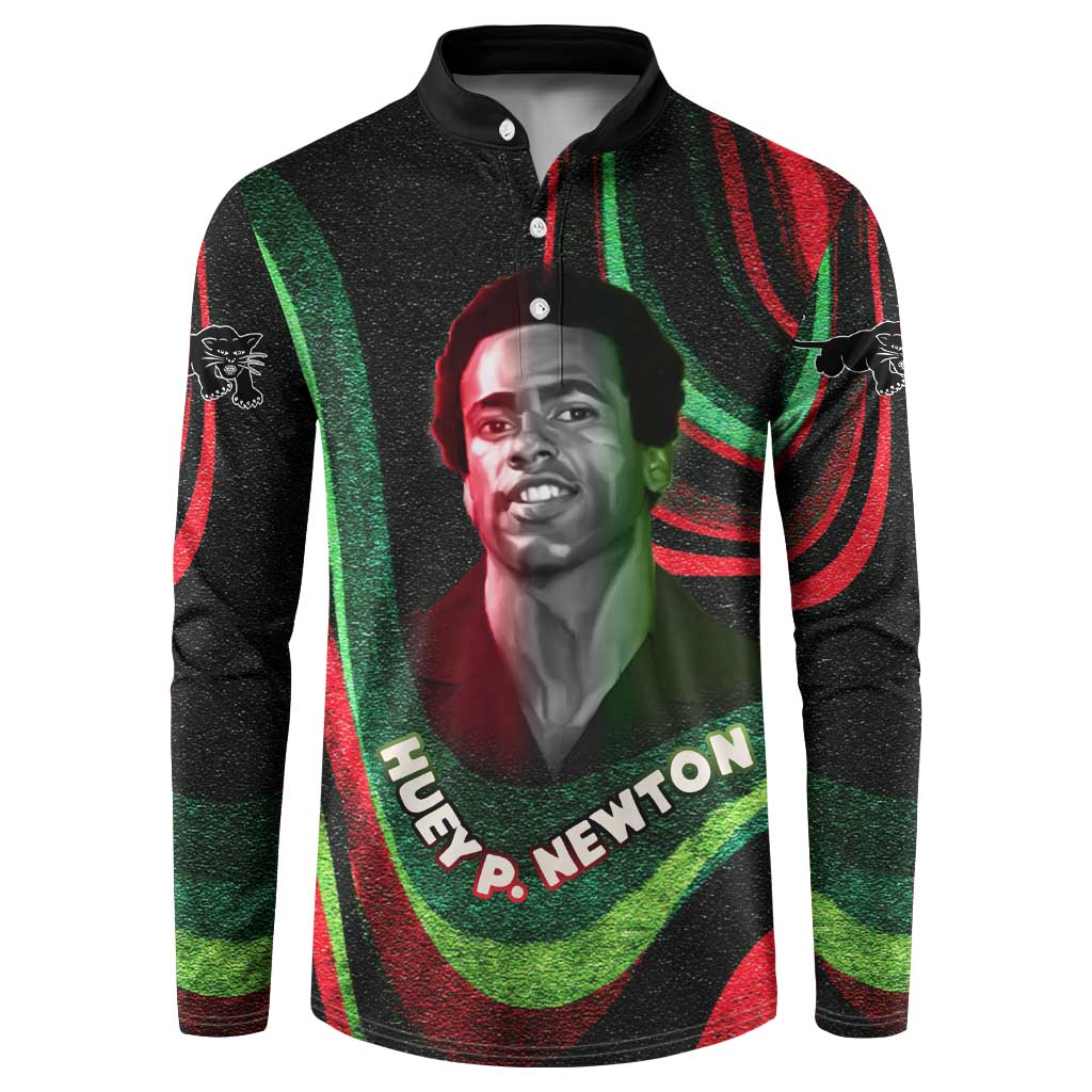 Huey P. Newton Button Sweatshirt Swirl Design Black Panther Party Symbol Revolutionary Tribute