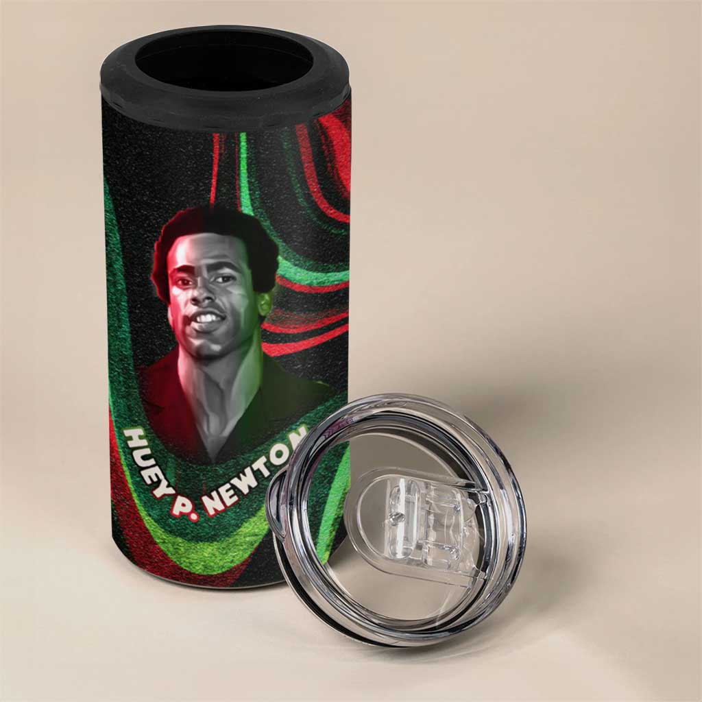 Huey P. Newton 4 in 1 Can Cooler Tumbler Swirl Design Black Panther Party Symbol Revolutionary Tribute - African Pride