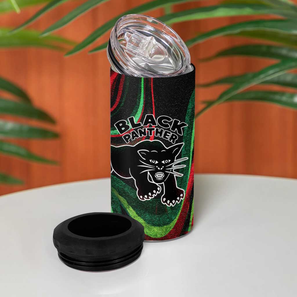 Huey P. Newton 4 in 1 Can Cooler Tumbler Swirl Design Black Panther Party Symbol Revolutionary Tribute - African Pride