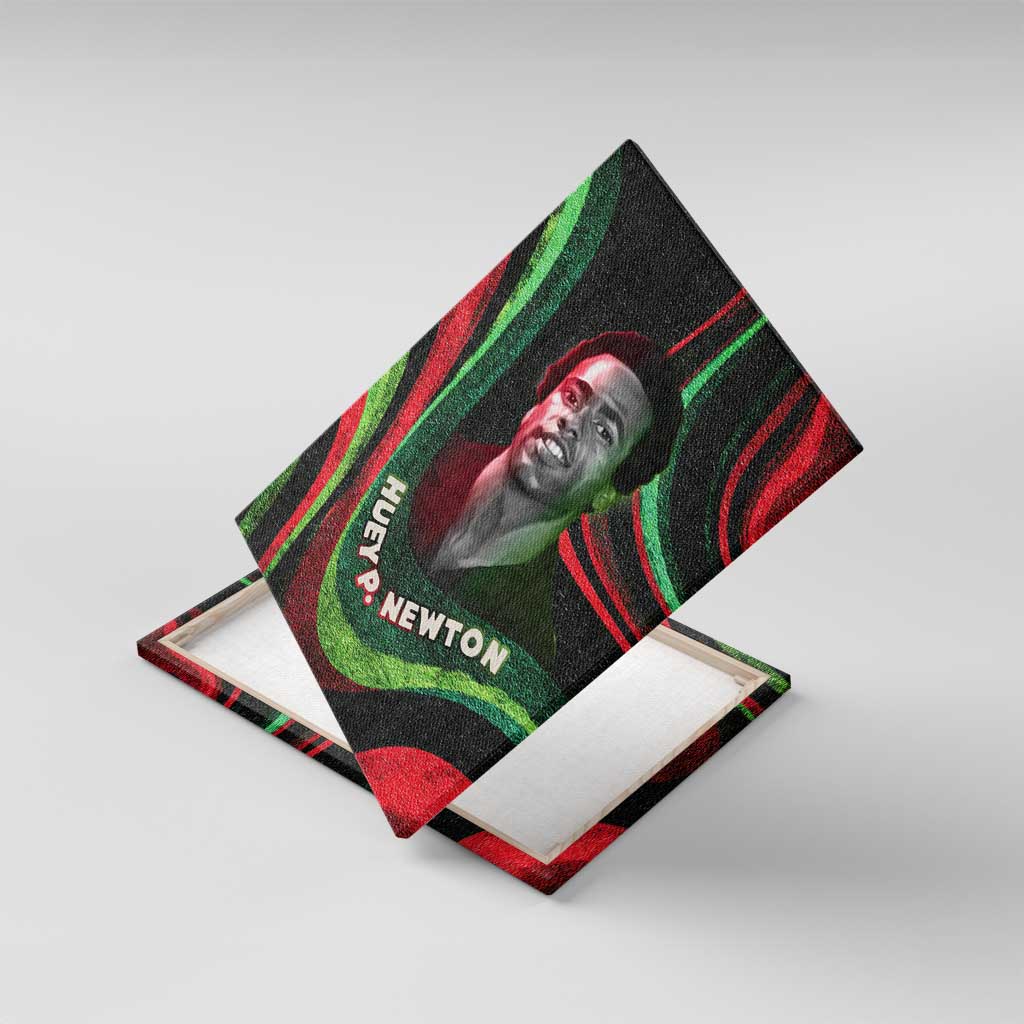 Huey P. Newton Canvas Wall Art Swirl Design Black Panther Party Symbol Revolutionary Tribute - African Pride