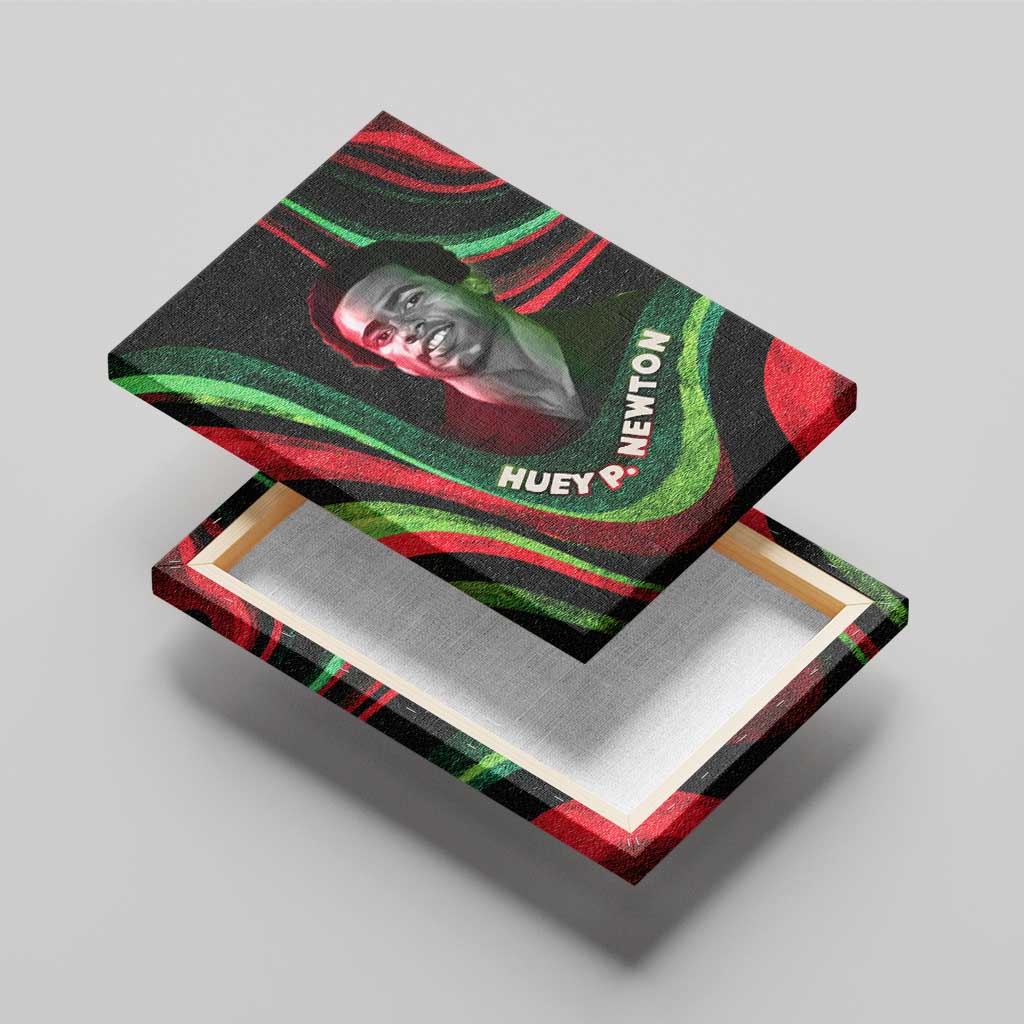 Huey P. Newton Canvas Wall Art Swirl Design Black Panther Party Symbol Revolutionary Tribute - African Pride