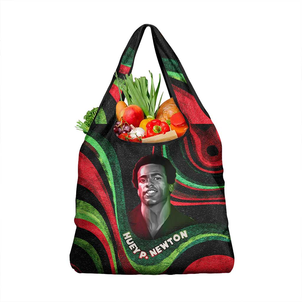 Huey P. Newton Grocery Bag Swirl Design Black Panther Party Symbol Revolutionary Tribute - African Pride