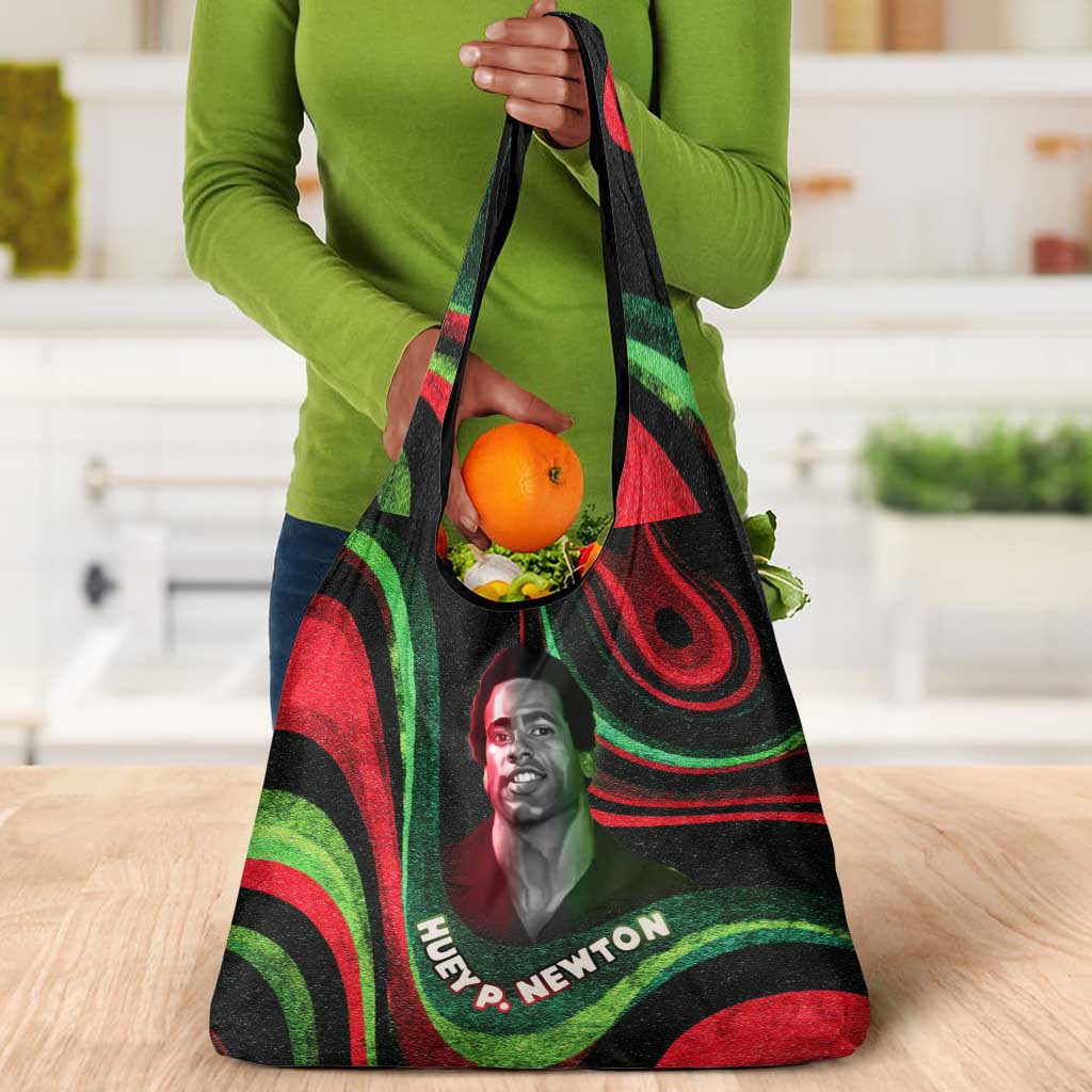 Huey P. Newton Grocery Bag Swirl Design Black Panther Party Symbol Revolutionary Tribute - African Pride
