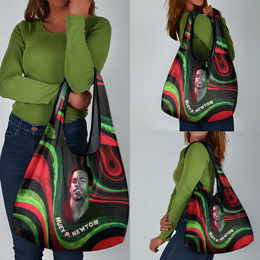 Huey P. Newton Grocery Bag Swirl Design Black Panther Party Symbol Revolutionary Tribute - African Pride
