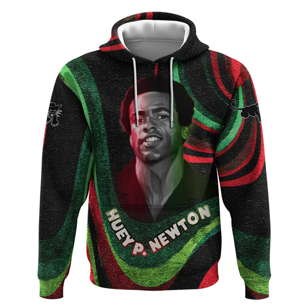 Huey P. Newton Hoodie Swirl Design Black Panther Party Symbol Revolutionary Tribute - African Pride