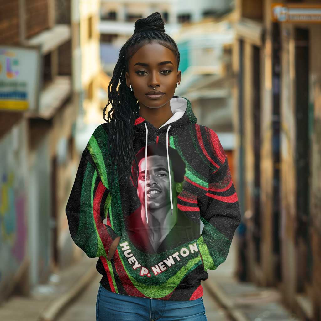 Huey P. Newton Hoodie Swirl Design Black Panther Party Symbol Revolutionary Tribute - African Pride