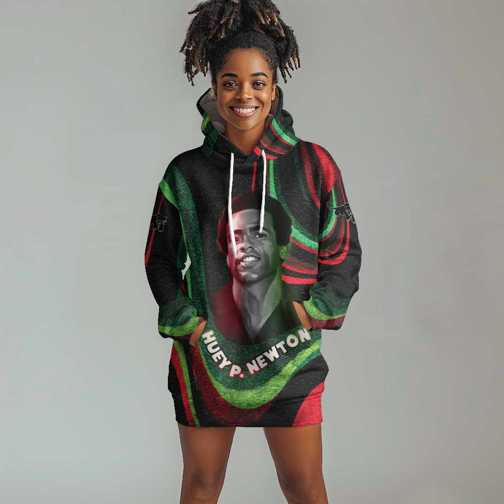 Huey P. Newton Hoodie Dress Swirl Design Black Panther Party Symbol Revolutionary Tribute - African Pride