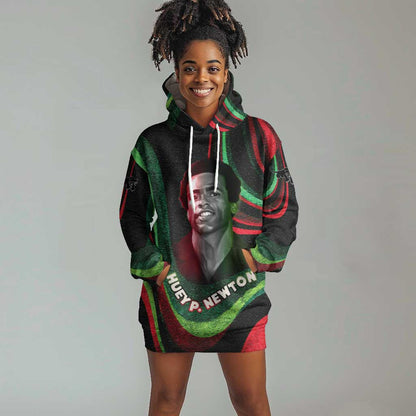 Huey P. Newton Hoodie Dress Swirl Design Black Panther Party Symbol Revolutionary Tribute - African Pride