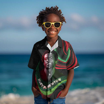 Huey P. Newton Kid Hawaiian Shirt Swirl Design Black Panther Party Symbol Revolutionary Tribute TS04