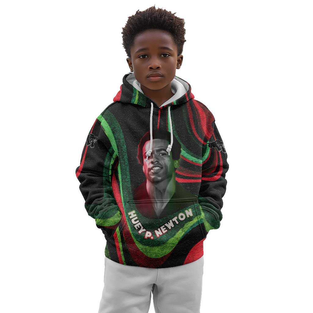 Huey P. Newton Kid Hoodie Swirl Design Black Panther Party Symbol Revolutionary Tribute - African Pride