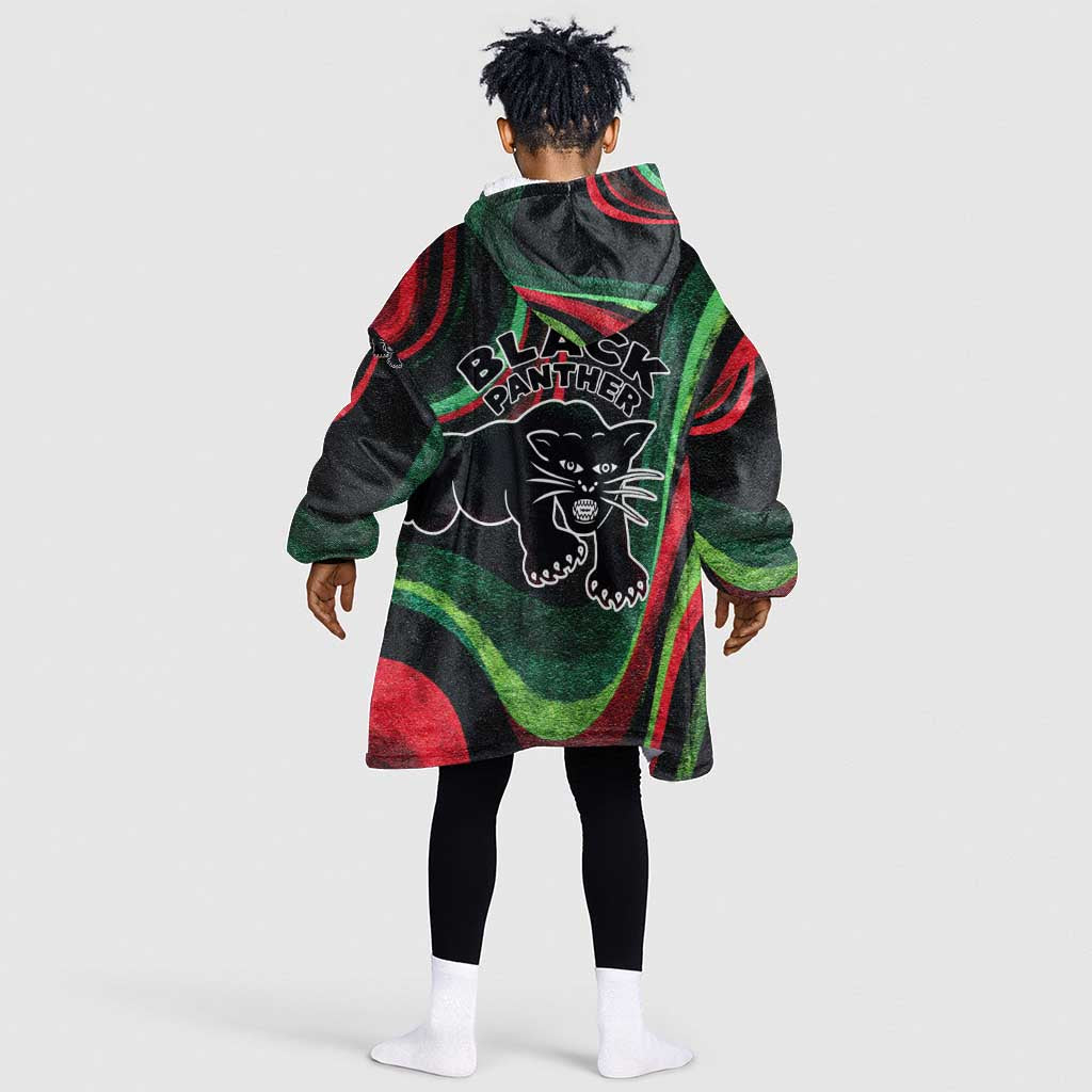 Huey P. Newton Kid Wearable Blanket Hoodie Swirl Design Black Panther Party Symbol Revolutionary Tribute - African Pride