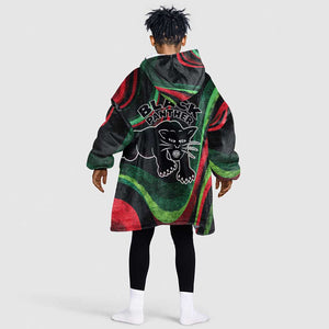 Huey P. Newton Kid Wearable Blanket Hoodie Swirl Design Black Panther Party Symbol Revolutionary Tribute - African Pride