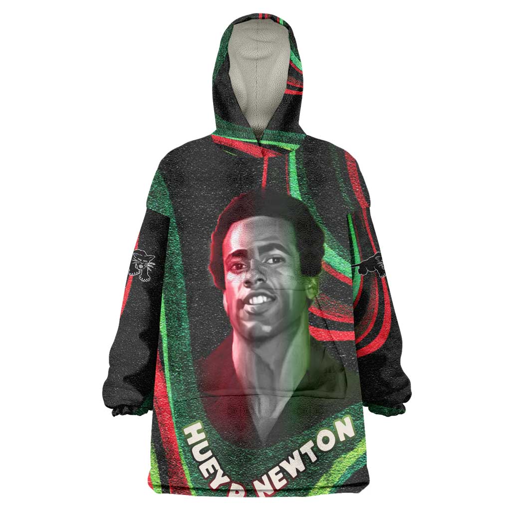 Huey P. Newton Kid Wearable Blanket Hoodie Swirl Design Black Panther Party Symbol Revolutionary Tribute - African Pride