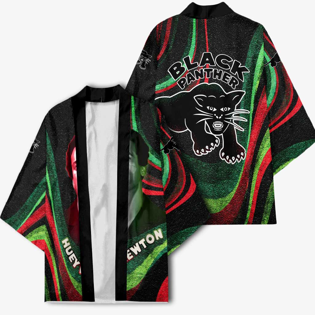 Huey P. Newton Kimono Swirl Design Black Panther Party Symbol Revolutionary Tribute - African Pride