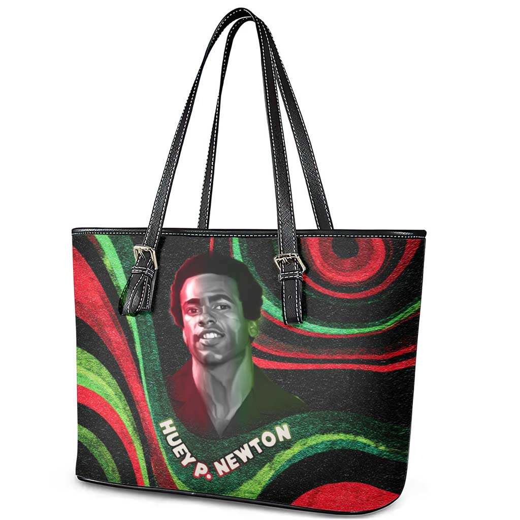 Huey P. Newton Leather Tote Bag Swirl Design Black Panther Party Symbol Revolutionary Tribute - African Pride