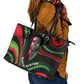 Huey P. Newton Leather Tote Bag Swirl Design Black Panther Party Symbol Revolutionary Tribute - African Pride