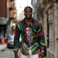 Huey P. Newton Long Sleeve Button Shirt Swirl Design Black Panther Party Symbol Revolutionary Tribute - African Pride