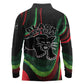 Huey P. Newton Long Sleeve Polo Shirt Swirl Design Black Panther Party Symbol Revolutionary Tribute - African Pride