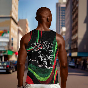 Huey P. Newton Men Tank Top Swirl Design Black Panther Party Symbol Revolutionary Tribute - African Pride