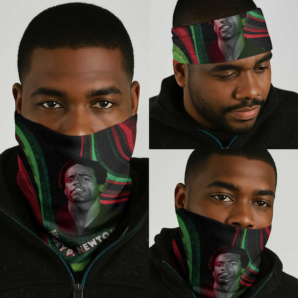 Huey P. Newton Neck Gaiter Swirl Design Black Panther Party Symbol Revolutionary Tribute - African Pride