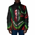 Huey P. Newton Padded Jacket Swirl Design Black Panther Party Symbol Revolutionary Tribute - African Pride
