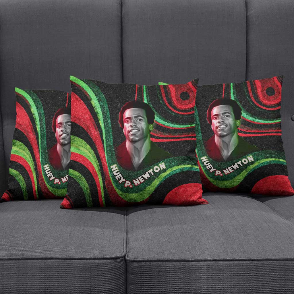 Huey P. Newton Pillow Cover Swirl Design Black Panther Party Symbol Revolutionary Tribute - African Pride