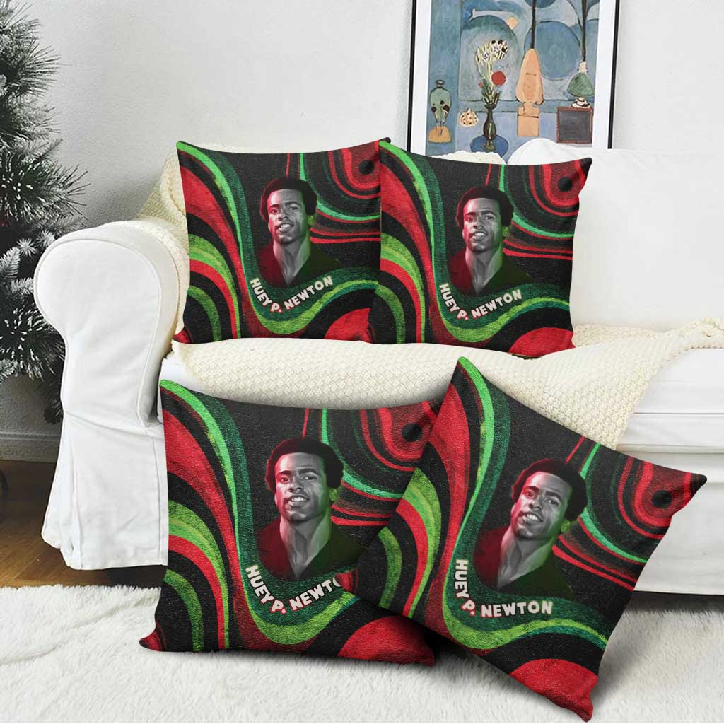 Huey P. Newton Pillow Cover Swirl Design Black Panther Party Symbol Revolutionary Tribute - African Pride