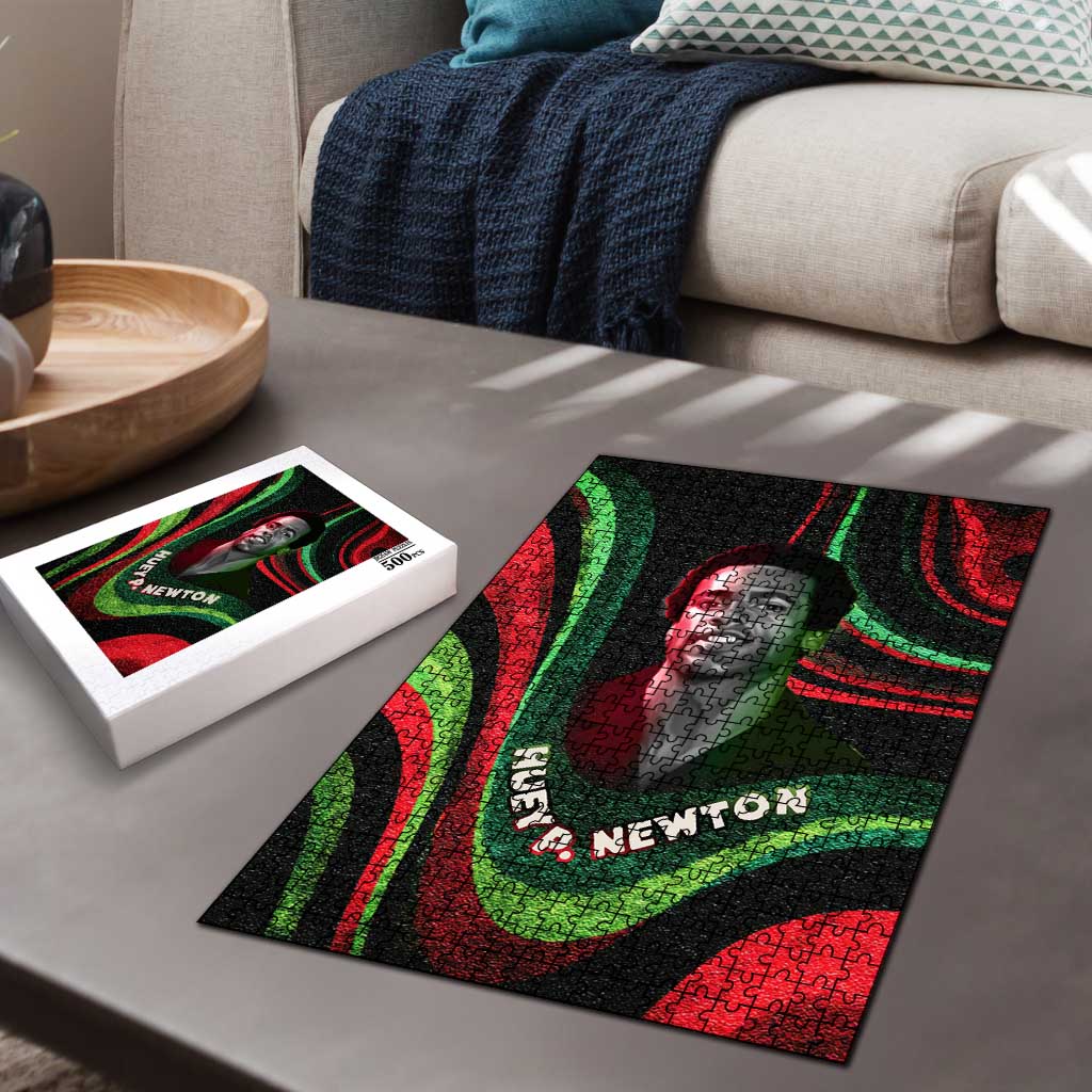 Huey P. Newton Puzzle Swirl Design Black Panther Party Symbol Revolutionary Tribute - African Pride