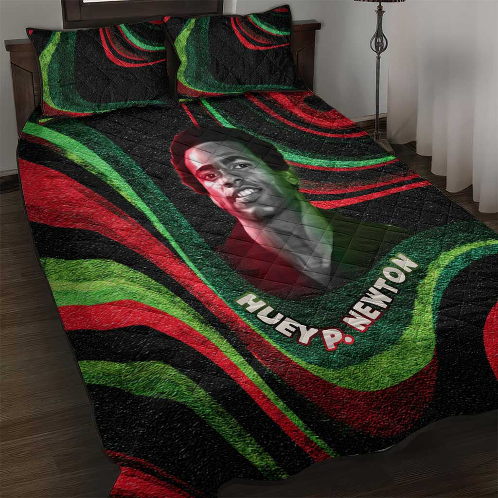 Huey P. Newton Quilt Bed Set Swirl Design Black Panther Party Symbol Revolutionary Tribute - African Pride