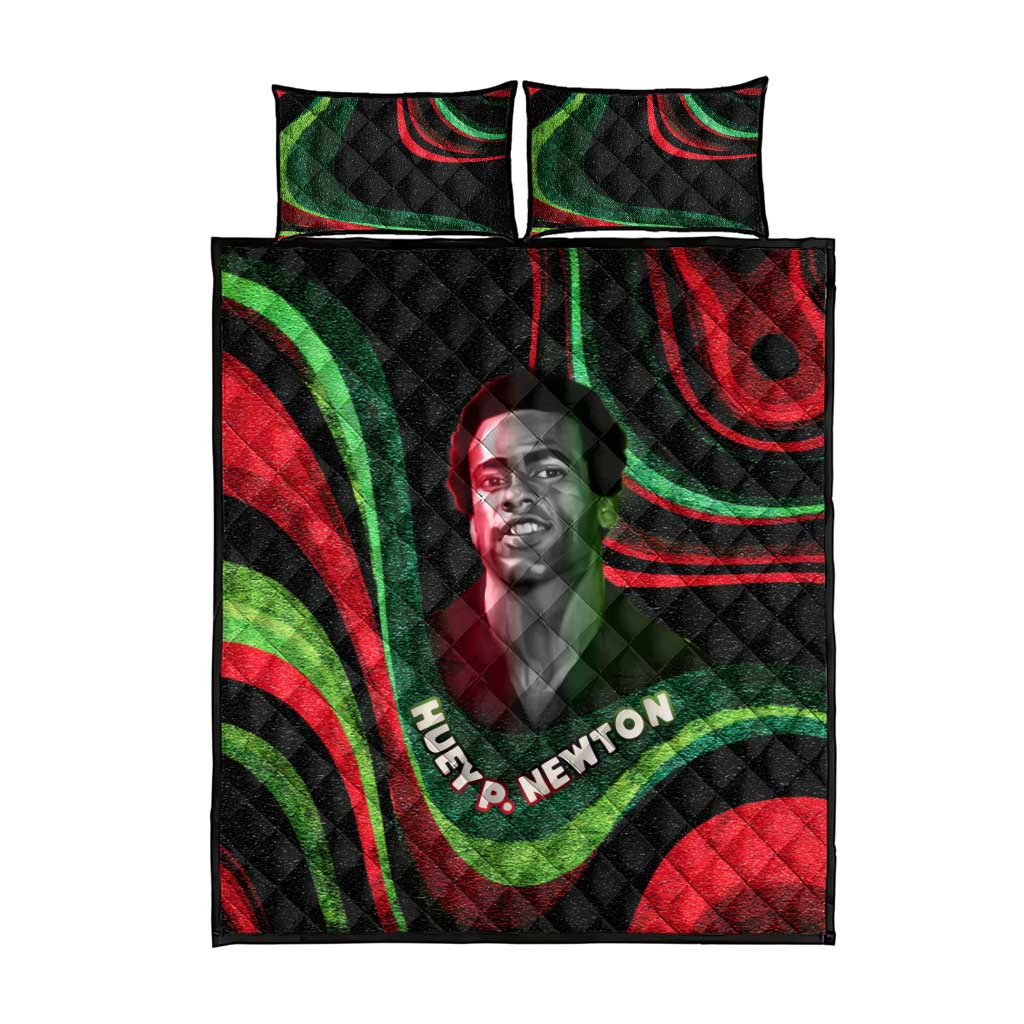 Huey P. Newton Quilt Bed Set Swirl Design Black Panther Party Symbol Revolutionary Tribute - African Pride