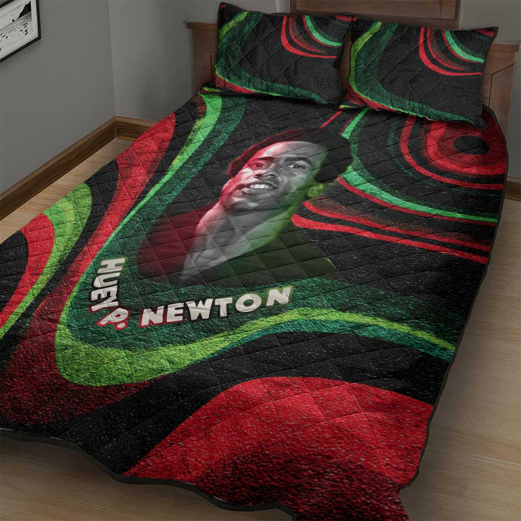 Huey P. Newton Quilt Bed Set Swirl Design Black Panther Party Symbol Revolutionary Tribute - African Pride