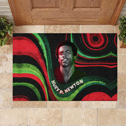 Huey P. Newton Rubber Doormat Swirl Design Black Panther Party Symbol Revolutionary Tribute - African Pride