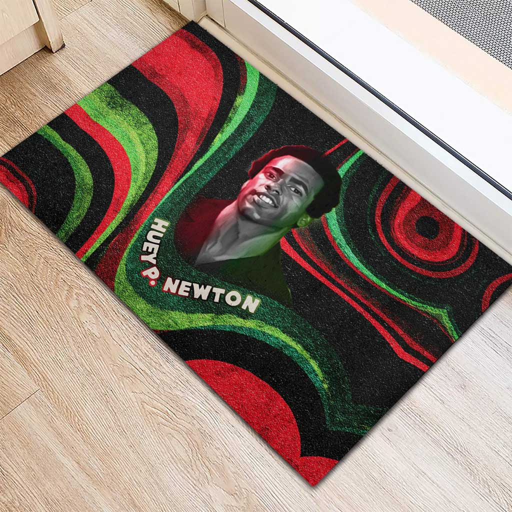 Huey P. Newton Rubber Doormat Swirl Design Black Panther Party Symbol Revolutionary Tribute - African Pride