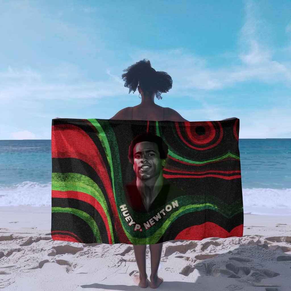 Huey P. Newton Sarong Swirl Design Black Panther Party Symbol Revolutionary Tribute - African Pride