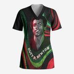 Huey P. Newton Scrub Top Swirl Design Black Panther Party Symbol Revolutionary Tribute - African Pride