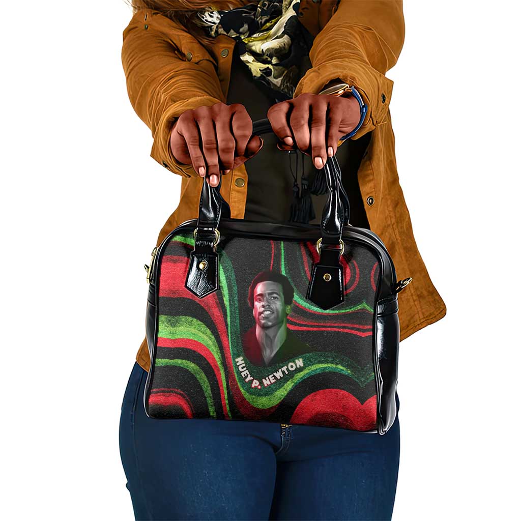 Huey P. Newton Shoulder Handbag Swirl Design Black Panther Party Symbol Revolutionary Tribute - African Pride