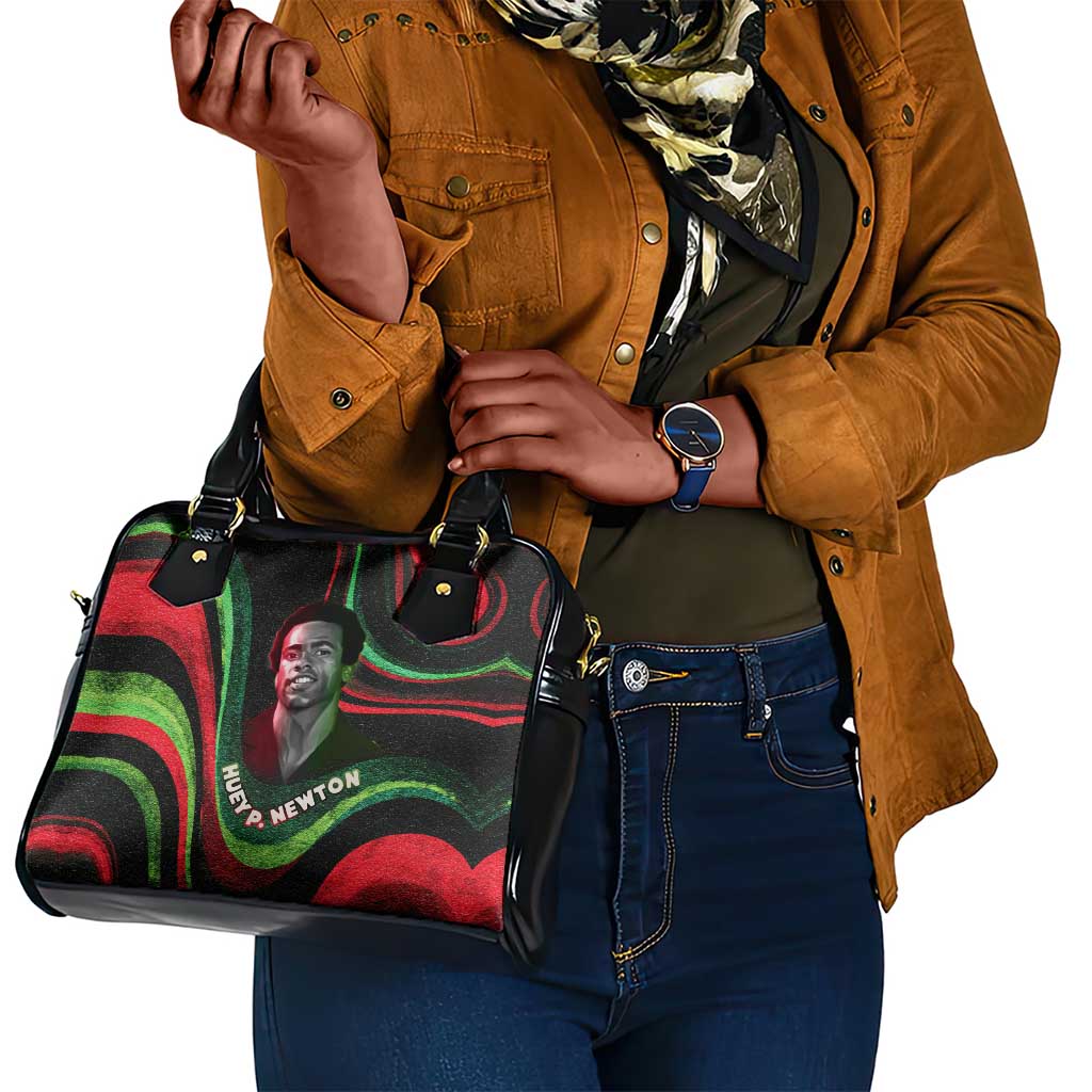 Huey P. Newton Shoulder Handbag Swirl Design Black Panther Party Symbol Revolutionary Tribute - African Pride