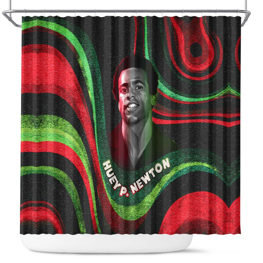 Huey P. Newton Shower Curtain Swirl Design Black Panther Party Symbol Revolutionary Tribute - African Pride