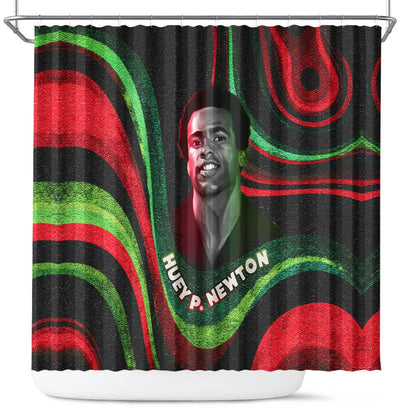 Huey P. Newton Shower Curtain Swirl Design Black Panther Party Symbol Revolutionary Tribute - African Pride