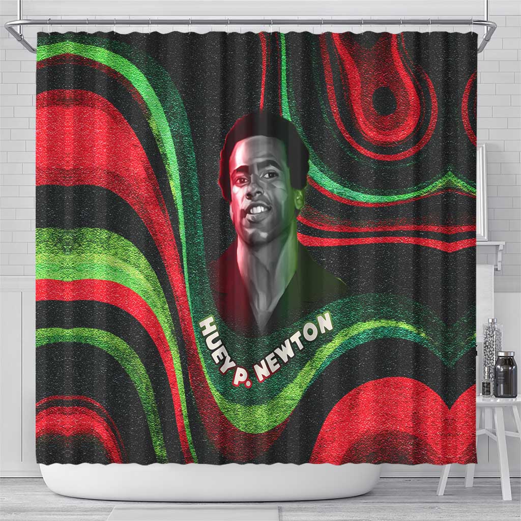 Huey P. Newton Shower Curtain Swirl Design Black Panther Party Symbol Revolutionary Tribute - African Pride