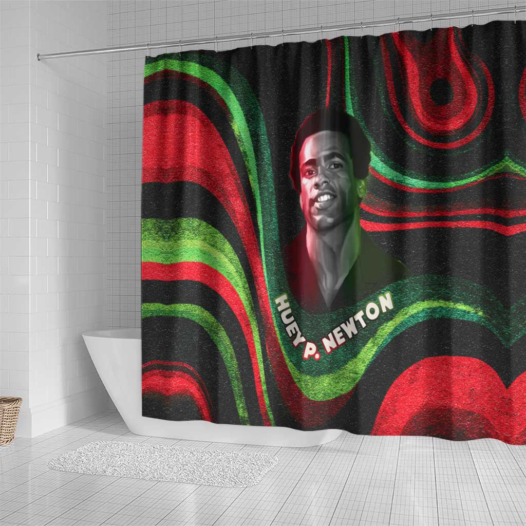 Huey P. Newton Shower Curtain Swirl Design Black Panther Party Symbol Revolutionary Tribute - African Pride