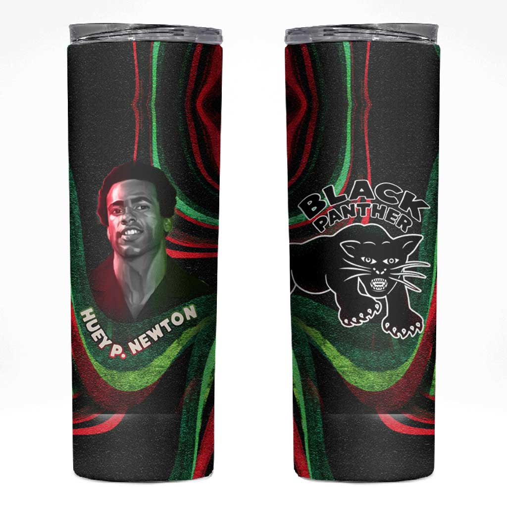 Huey P. Newton Skinny Tumbler Swirl Design Black Panther Party Symbol Revolutionary Tribute - African Pride