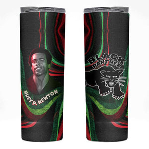 Huey P. Newton Skinny Tumbler Swirl Design Black Panther Party Symbol Revolutionary Tribute - African Pride