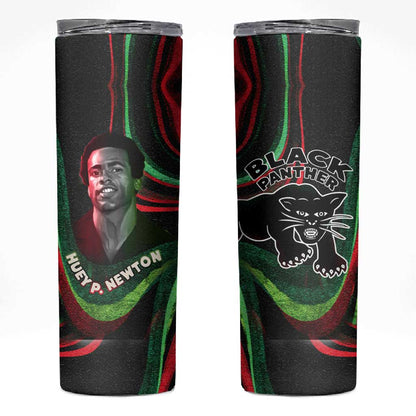 Huey P. Newton Skinny Tumbler Swirl Design Black Panther Party Symbol Revolutionary Tribute - African Pride