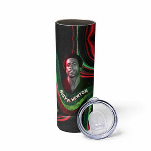 Huey P. Newton Skinny Tumbler Swirl Design Black Panther Party Symbol Revolutionary Tribute - African Pride