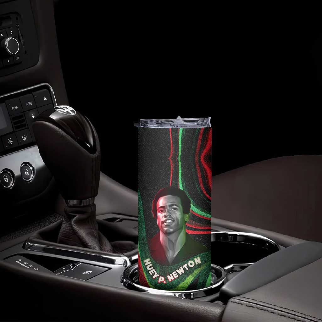 Huey P. Newton Skinny Tumbler Swirl Design Black Panther Party Symbol Revolutionary Tribute - African Pride