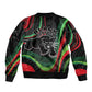 Huey P. Newton Sleeve Zip Bomber Jacket Swirl Design Black Panther Party Symbol Revolutionary Tribute - African Pride