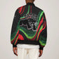 Huey P. Newton Sleeve Zip Bomber Jacket Swirl Design Black Panther Party Symbol Revolutionary Tribute - African Pride