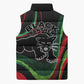 Huey P. Newton Sleeveless Puffer Jacket Swirl Design Black Panther Party Symbol Revolutionary Tribute - African Pride